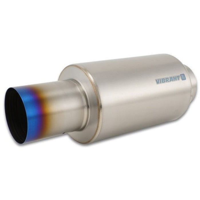 Vibrant Titanium Muffler w/Straight Cut Burnt Tip 4in Inlet / 4in Outlet Vibrant Muffler