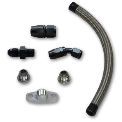 Vibrant Univ Top Mount Oil Drain Kit incl 20in Teflon lined S.S. hose Fitting Vibrant Oil Line Kits