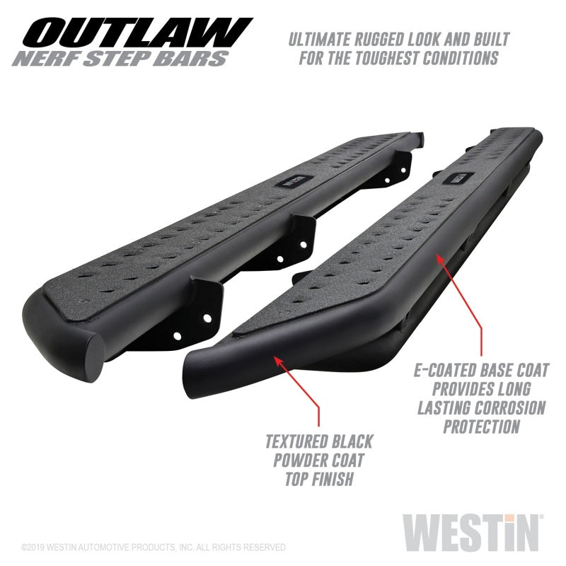 Westin 14-18 Chevrolet/GMC Silv/Seirra 1500 Double Cab Outlaw Nerf Step Bars - Textured Black