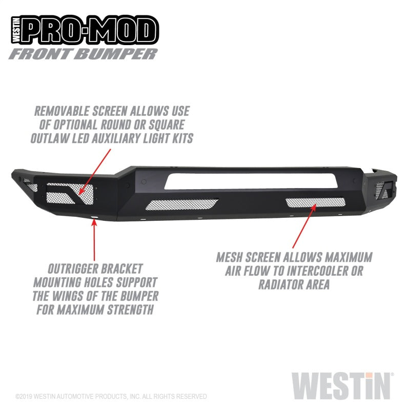 Westin 2019 Dodge Ram 1500 ( Excludes 1500 Classic & Rebel Models ) Pro-Mod Front Bumper - Text. Blk