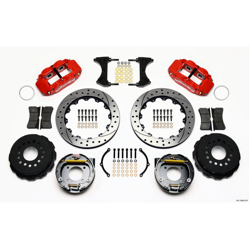 Wilwood Narrow Superlite 4R Rear P-Brk Kit 12.88in Drilled Red Chevy 12 Bolt-Spec 3.15in Brng Front Wilwood Big Brake Kits