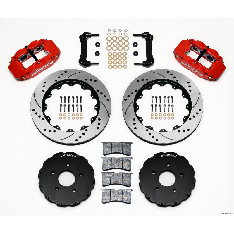 Wilwood Narrow Superlite 6R Front Hat Kit 14.00in Drill Red 2005-up Corvette C6 Wilwood Big Brake Kits