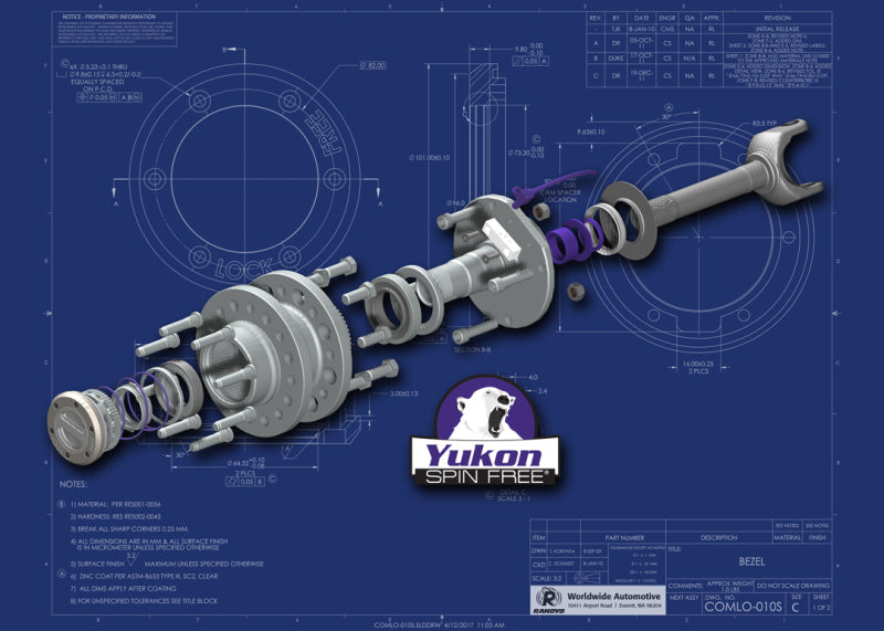 Yukon Gear Spin Free Locking Hub Conversion Kit For Dana 30/Dana 44 TJ/XJ/YJ 27 Spline/5 X 4.5