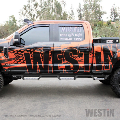 Westin/HDX 17-18 Ford F-250/350 Crew Cab (6.75ft Bed) Stainless Drop Nerf Step Bars - Textured Black