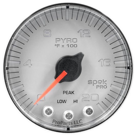 Autometer Spek-Pro Gauge Pyro. (Egt) 2 1/16in 2000f Stepper Motor W/Peak & Warn Slvr/Chrm AutoMeter Gauges