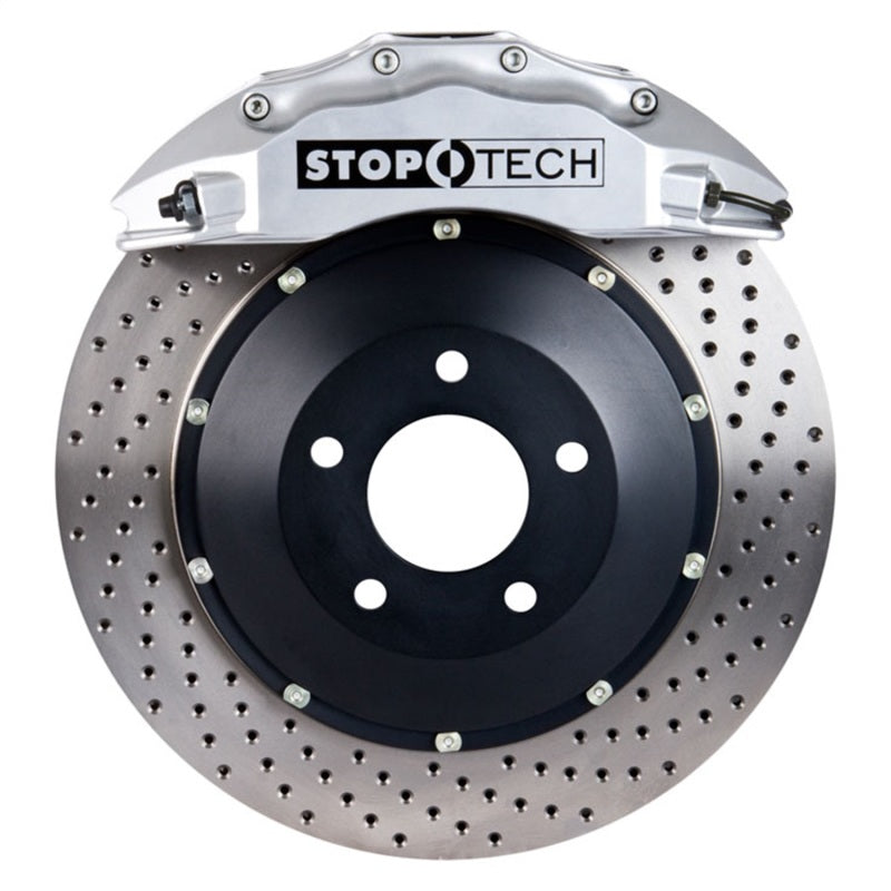 StopTech 14-15 Chevy Corvette Z51 Front BBK w/ Silver ST-60 Calipers Drilled 380x32mm Rotors Pads Stoptech Big Brake Kits