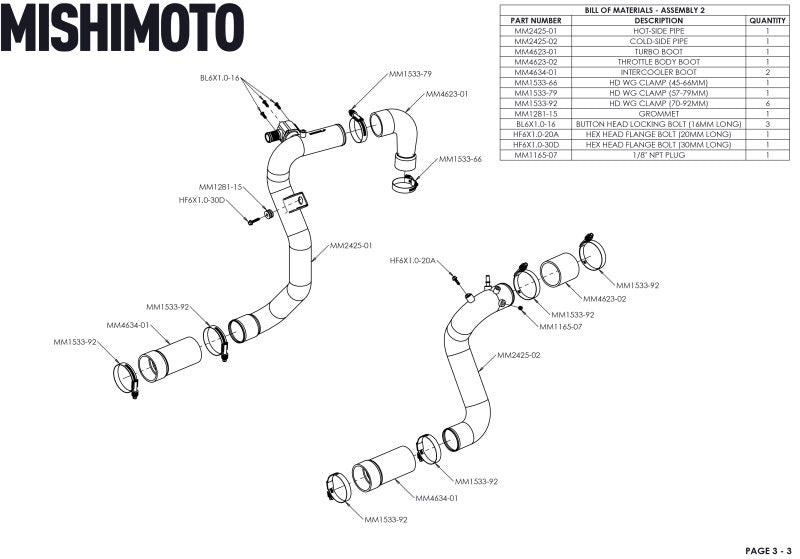 Mishimoto 21+ Bronco 2.3L High Mount INT Kit SL Core P Pipes