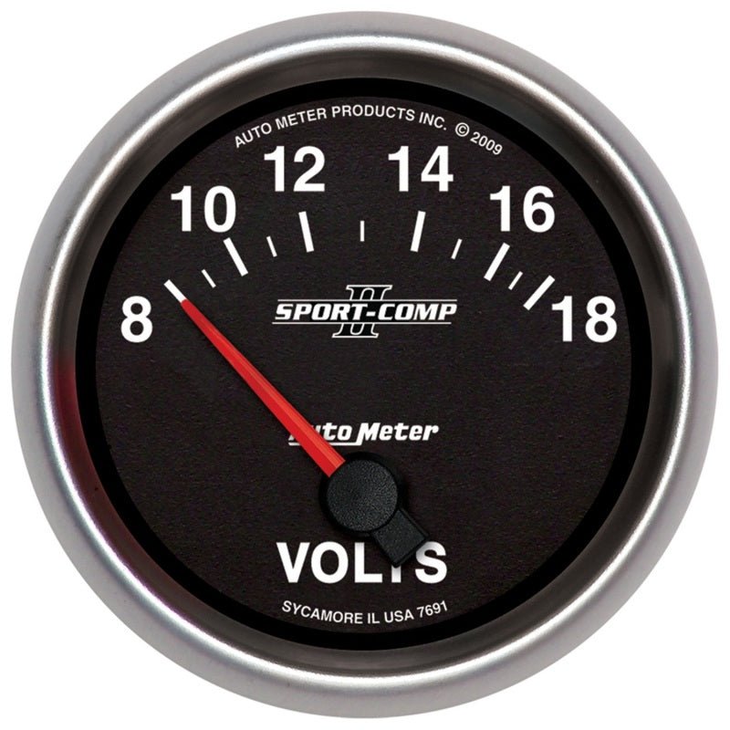 Autometer Sport-Comp II 2-5/8in 18V Electrical Voltmeter Gauge AutoMeter Gauges