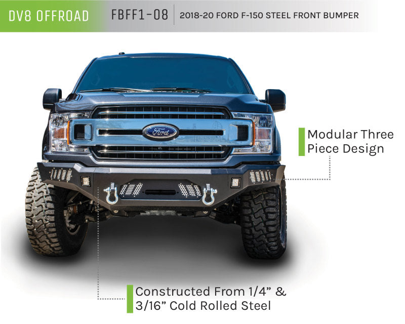 DV8 Offroad 2018+ Ford F-150 Front Bumper w/ Light Holes