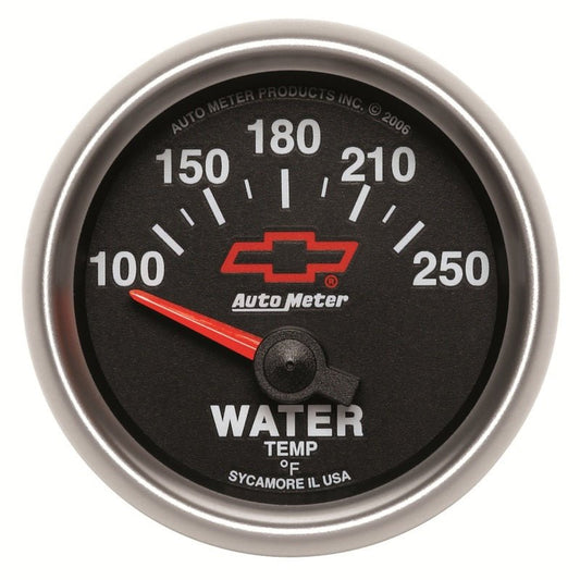 Autometer GM Bowtie Black 2-1/16in 100-250 F Pedestal Electronic Water Temp Gauge AutoMeter Gauges