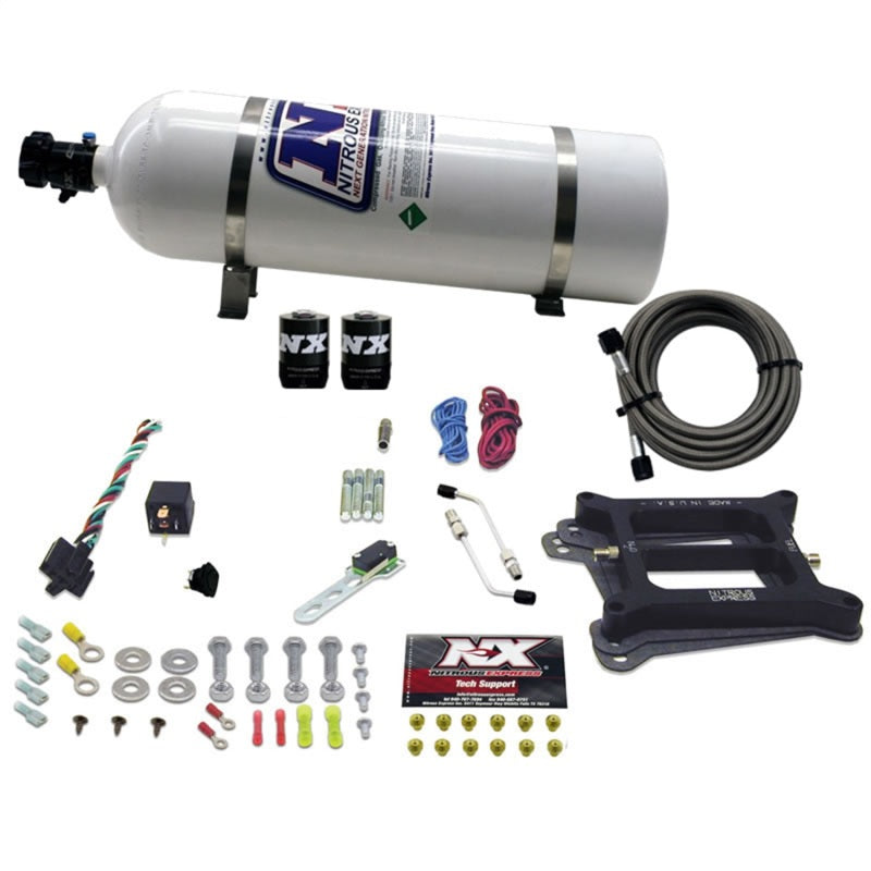 Nitrous Express 4150 4-BBL/Alcohol Nitrous Kit (50-300HP) w/15lb Bottle Nitrous Express Nitrous Systems