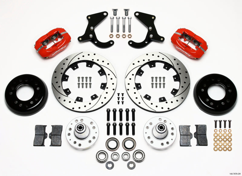 Wilwood Forged Dynalite Front Kit 12.19in Drilled Red 55-57 Chevy