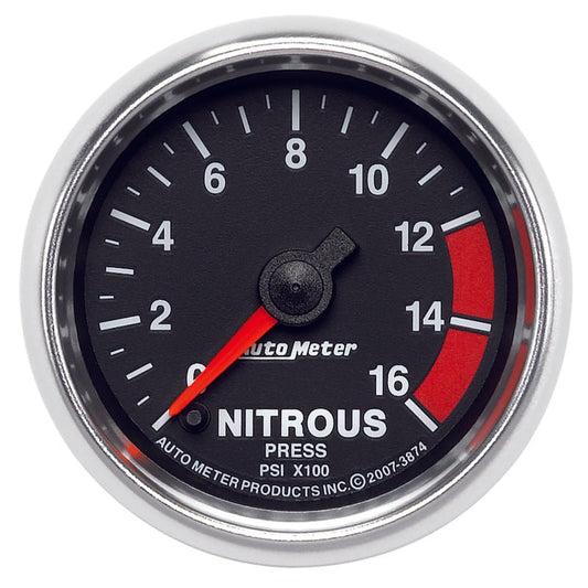 Autometer GS 2 1/16in. 1600PSI Nitrous Fuel Pressure Gauge AutoMeter Gauges