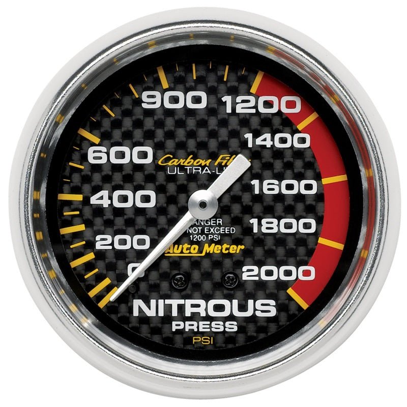 Autometer Carbon Fiber 66.7mm Mechanical 0-2000 PSI Nitrous Press Gauge AutoMeter Gauges