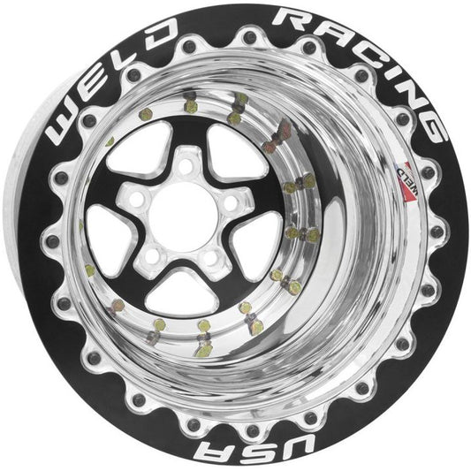 Weld Alumastar 2.0 15x12 / 5x4.5 BP / 4in. BS Black Wheel - Black Double Bead Lock MT Weld Wheels - Forged