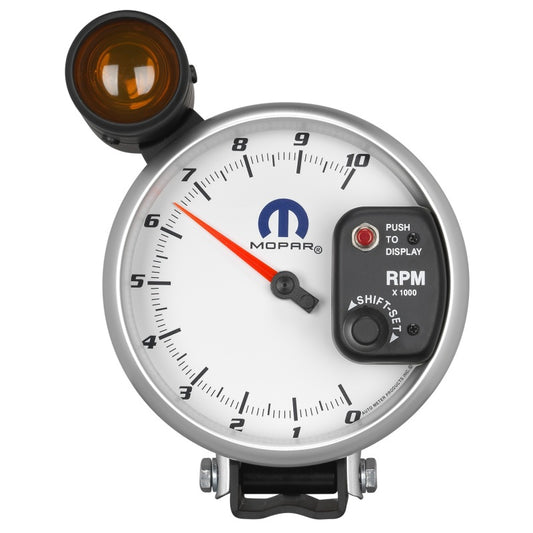 AutoMeter Gauge Tachometer 5in. 10K RPM Pedestal W/ Ext. Shift-Lite White Mopar AutoMeter Gauges