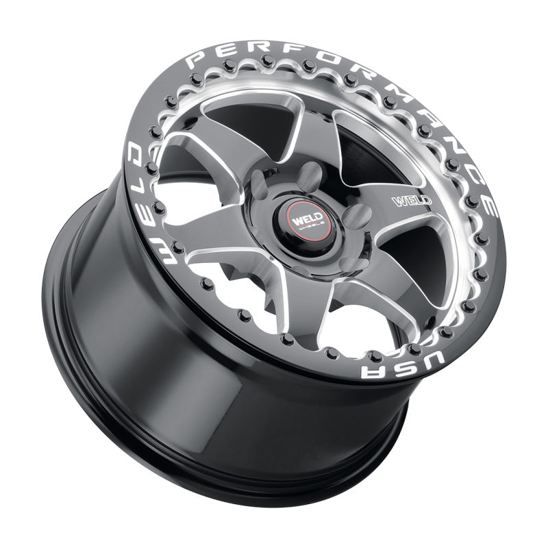 Weld S904 15x12 Ventura Beadlock 5x114.3 ET28 BS7.6 Gloss BLK MIL DIA 78.1 Weld Wheels - Cast