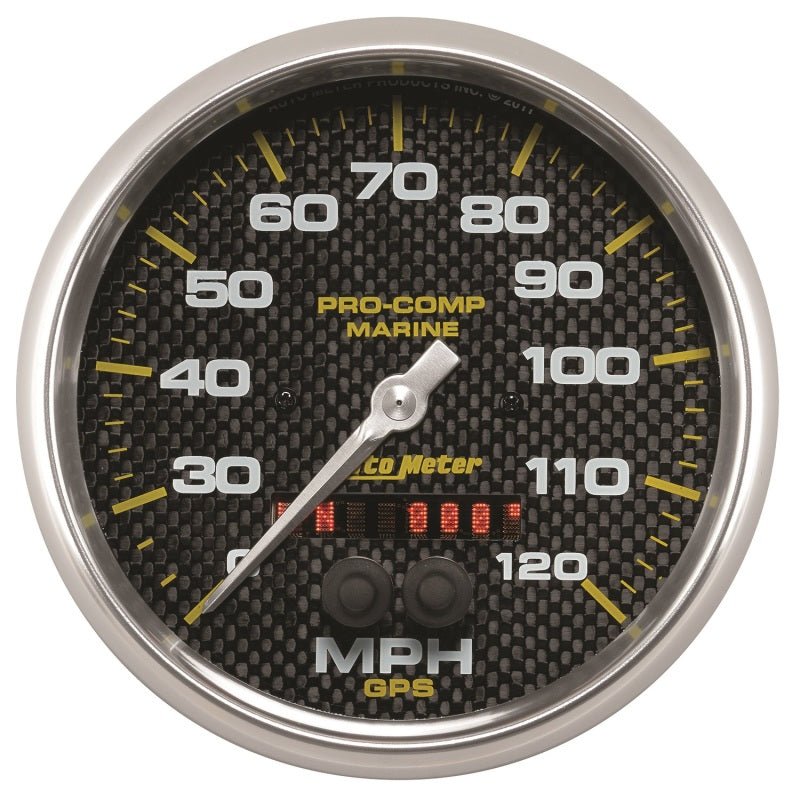 Autometer Marine Carbon Fiber 5in 120mph GPS Speedometer AutoMeter Gauges