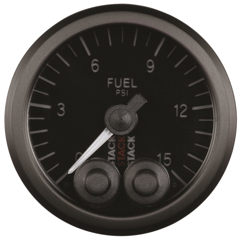 Autometer Stack 52mm 0-15 PSI 1/8in NPTF Male Pro-Control Fuel Pressure Gauge - Black AutoMeter Gauges