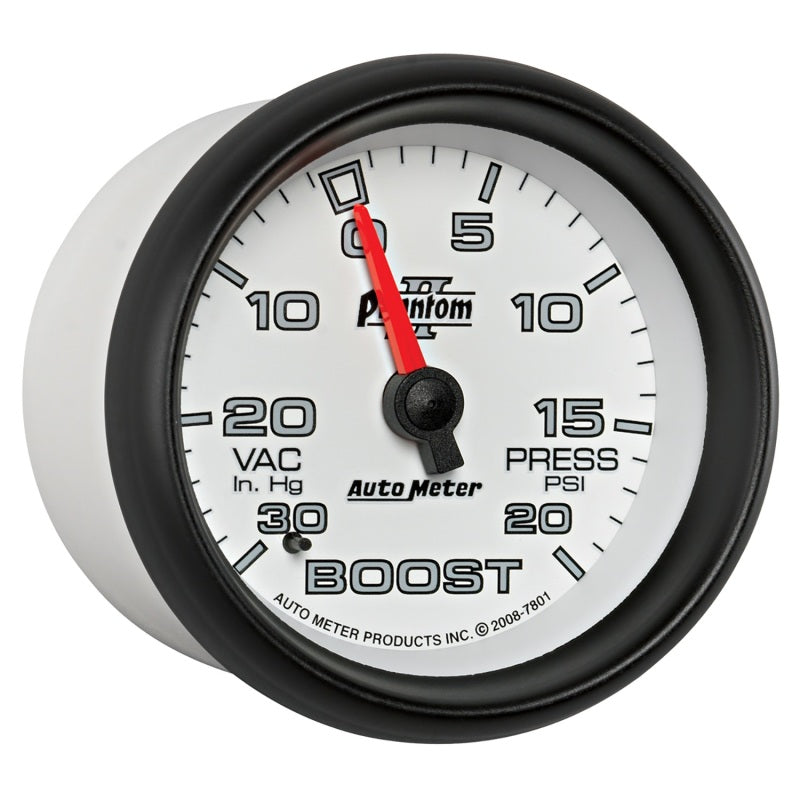 AutoMeter Gauge Vac/Boost 2-5/8in. 30Inhg-20PSI Mechanical Phantom II AutoMeter Gauges