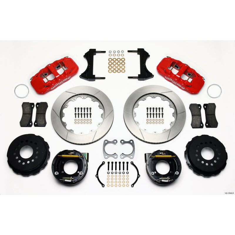 Wilwood AERO4 Rear P-Brake Kit 14.00in Red Small Ford 2.50in Offset Wilwood Big Brake Kits