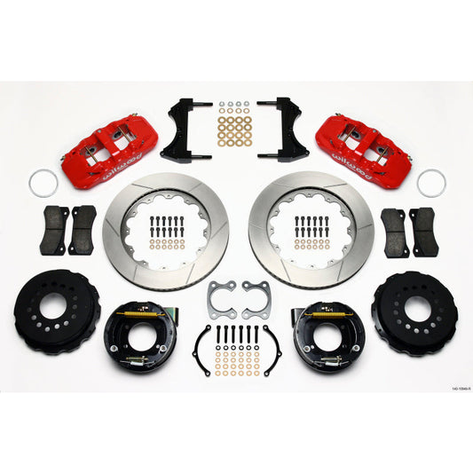 Wilwood AERO4 Rear P-Brake Kit 14.00in Red Small Ford 2.50in Offset Wilwood Big Brake Kits