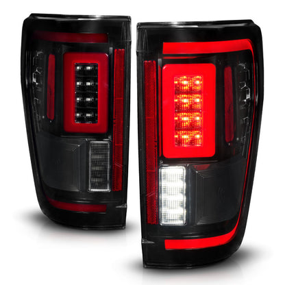 ANZO 21-23 Ford F-150 LED Taillights Seq. Signal w/BLIS Cover - Black Smoke