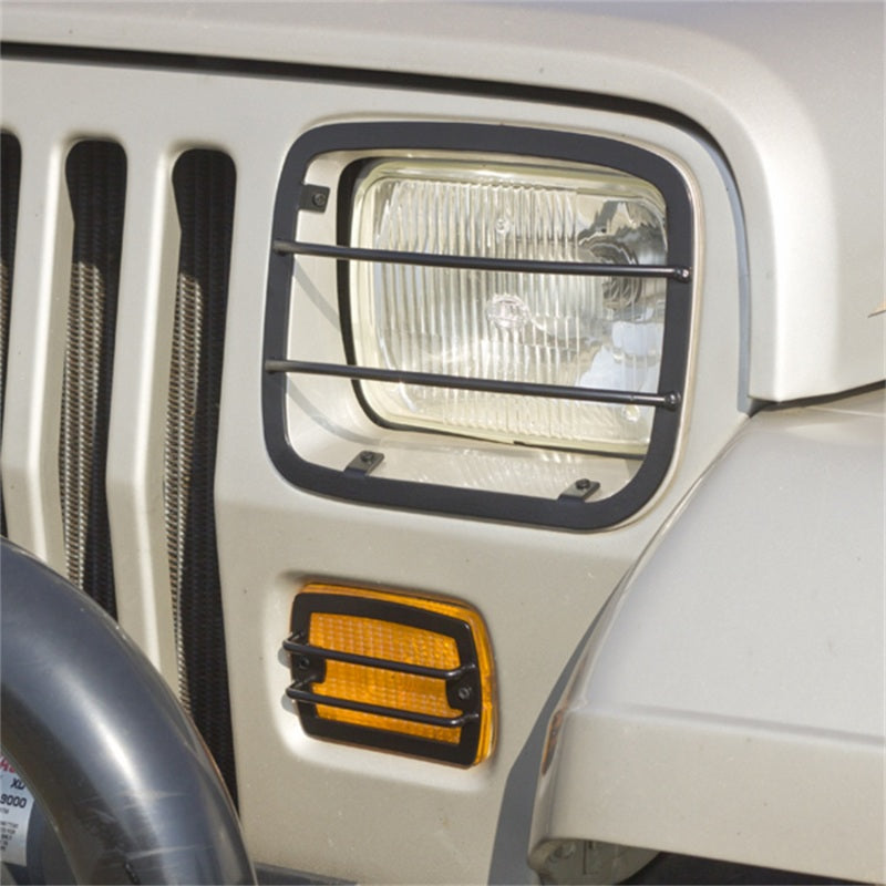 Rugged Ridge 87-95 Jeep Wrangler YJ Headlight & Turn Signal Euro Guard Set Rugged Ridge Light Covers and Guards