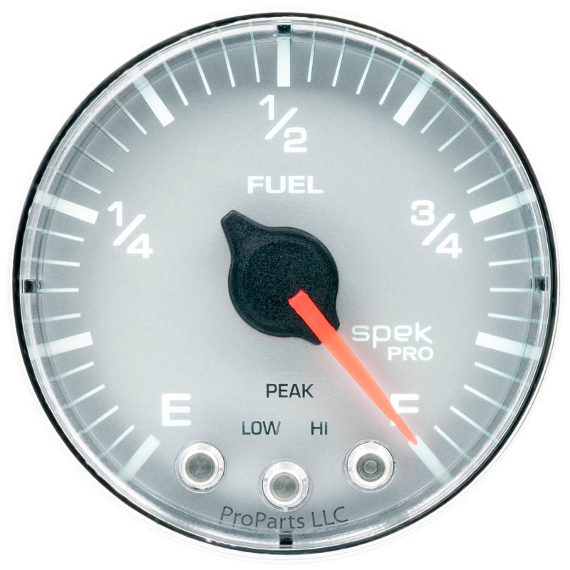 Autometer Spek-Pro Gauge Fuel Level 2 1/16in 0-270 Programmable Slvr/Chrm AutoMeter Gauges