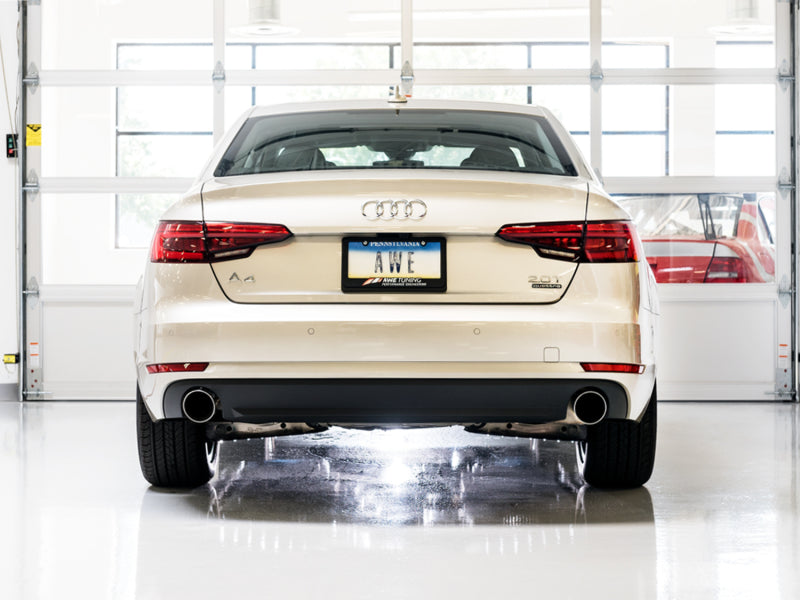 AWE Tuning Audi B9 A4 SwitchPath Exhaust Dual Outlet - Chrome Silver Tips (Includes DP and Remote)