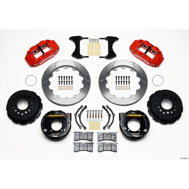 Wilwood Narrow Superlite 4R Rear P-Brk Kit 12.88in Red Chevy 12 Bolt w/ C-Clips Wilwood Big Brake Kits