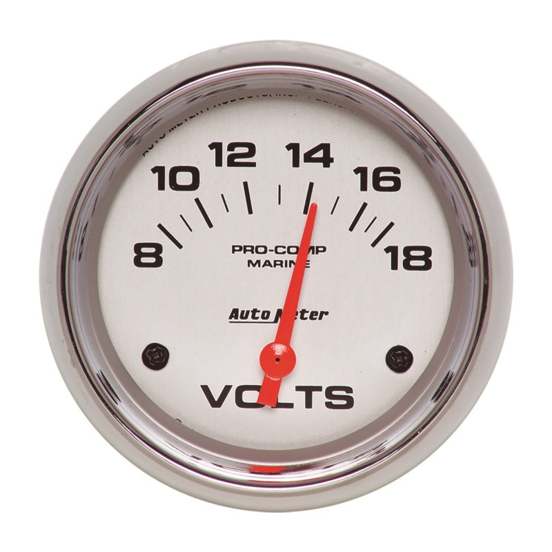 AutoMeter Gauge Voltmeter 2-5/8in. 18V Electric Marine Chrome AutoMeter Gauges