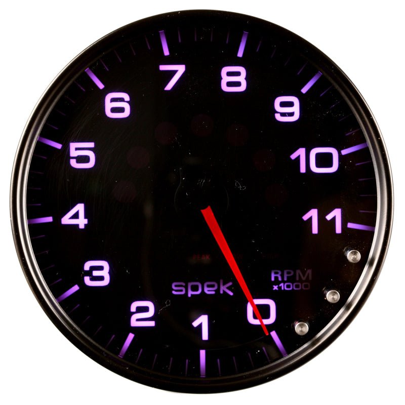 Autometer Spek-Pro Gauge Tachometer 5in 11K Rpm W/Shift Light & Peak Mem Black/Smoke/Black AutoMeter Gauges
