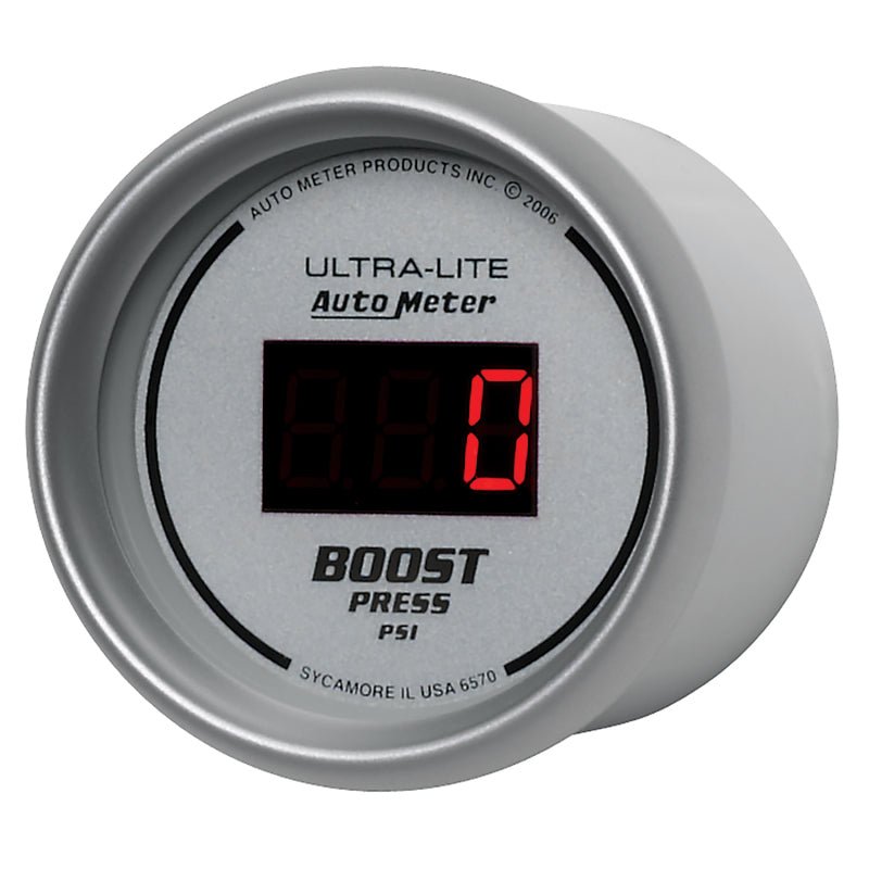 Autometer Ultra-Lite 2-1/16in 5-60 PSI Digital Boost Pressure Gauge - Silver AutoMeter Gauges