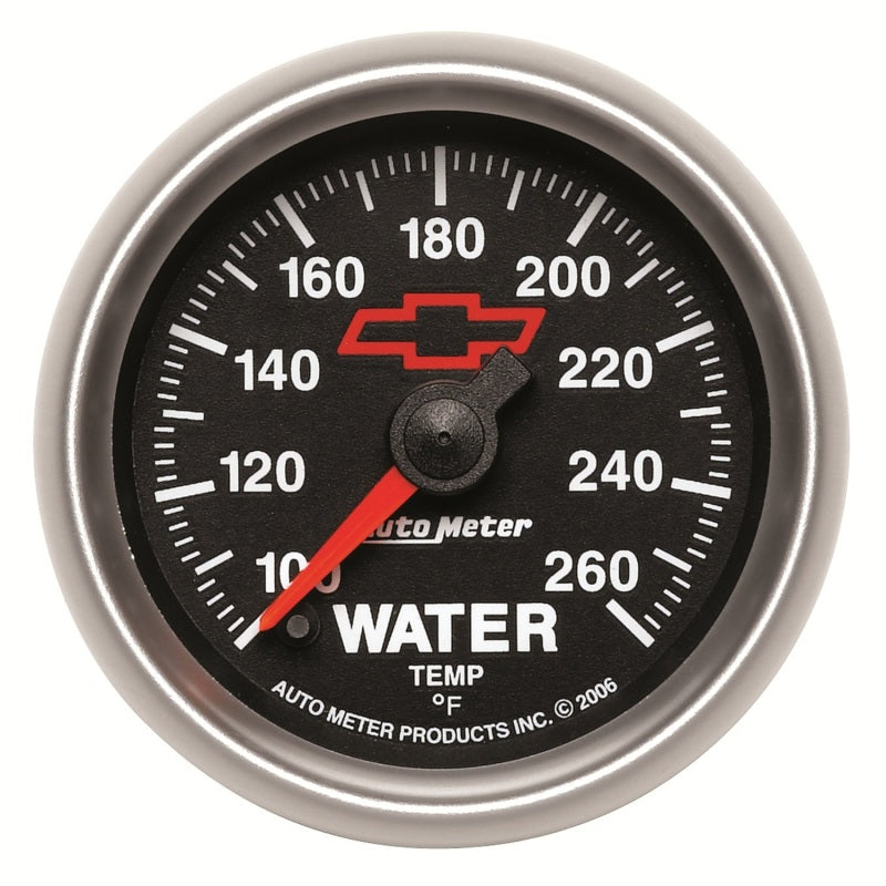 AutoMeter Gauge Water Temp 2-1/16in. 100-260 Deg. F Digital Stepper Motor Chevy Red Bowtie Black AutoMeter Gauges