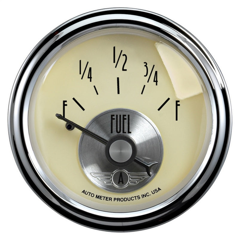 AutoMeter Gauge Fuel Level 2-1/16in. 240 Ohm(e) to 33 Ohm(f) Elec Prestige Antq. Ivory AutoMeter Gauges