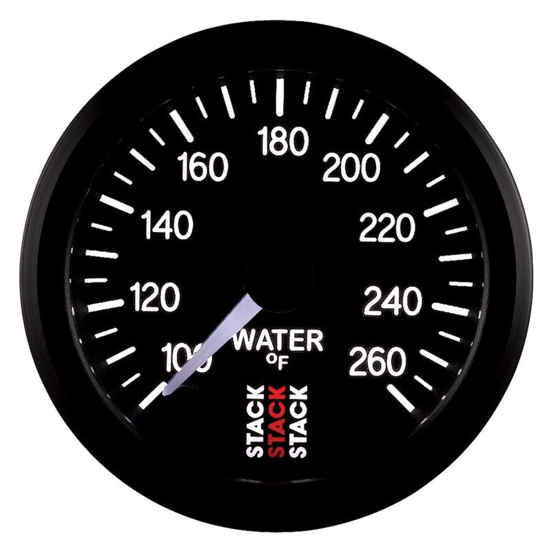 Autometer Stack 52mm 100-260 Deg F 1/8in NPTF Male Pro Stepper Motor Water Temp Gauge - Black AutoMeter Gauges