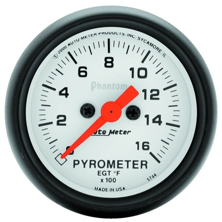 Autometer Phantom 52mm 1600 Deg F Electronic EGT Gauge Kit AutoMeter Gauges