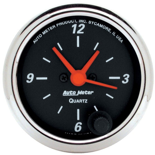 Autometer Designer Black 2-1/16in Analog 12 Hour Clock AutoMeter Gauges