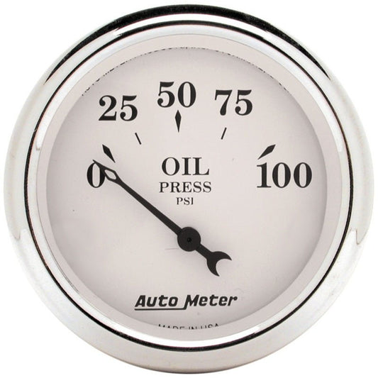Auto Meter 2-1/16in 100PSI Electronic Oil Pressure Old Tyme White Gauge AutoMeter Gauges