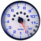 Autometer Spek-Pro Gauge Tachometer 5in 11K Rpm W/Shift Light & Peak Mem White/Black AutoMeter Gauges