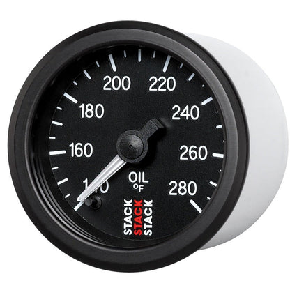 Autometer Stack 52mm 140-280 Deg F 1/8in NPTF Male Pro Stepper Motor Oil Temp Gauge - Black AutoMeter Gauges