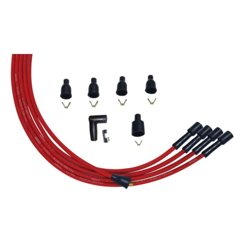 Moroso 4 Cly Straight Plug Non-HEI Unsleeved Ultra Spark Plug Wire Set - Red