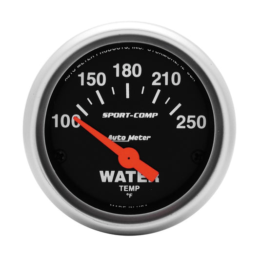 Autometer Sport-Comp 52mm 100-250 Deg F Electronic Water Temp Gauge AutoMeter Gauges