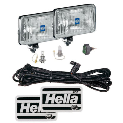 Hella 450 H3 12V SAE/ECE Fog Lamp Kit Clear - Rectangle (Includes 2 Lamps) Hella Fog Lights