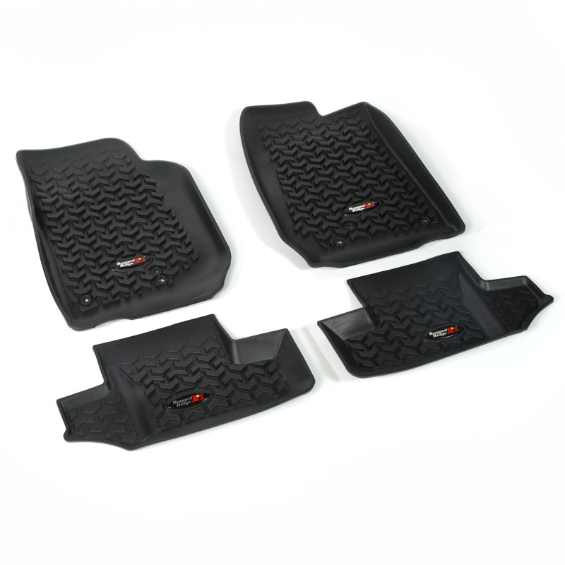 Rugged Ridge Floor Liner Front/Rear Black 2007-2018 Jeep Wrangler JK 2 Dr Rugged Ridge Floor Mats - Rubber