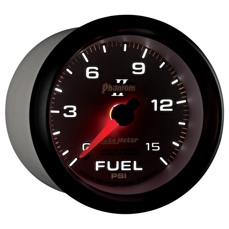 Autometer Phantom II 2-5/8in 0-15PSI Mechanical Fuel Pressure Gauge AutoMeter Gauges