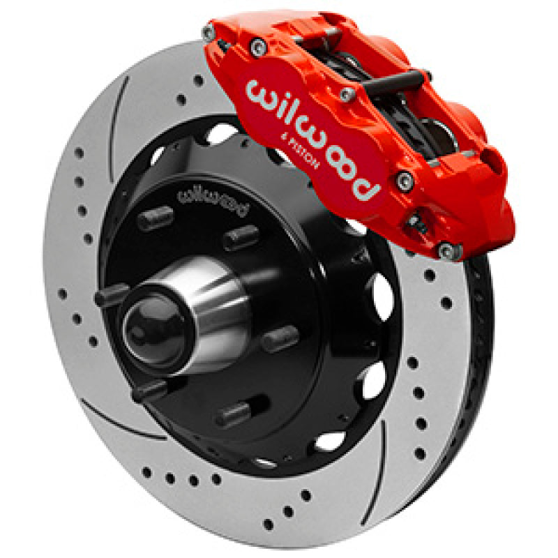 Wilwood 63-87 C10 FNSL6R Front Big Brake Brake Kit 14in drill/slot 6x5.5 BP for drop spindles - Red Wilwood Big Brake Kits