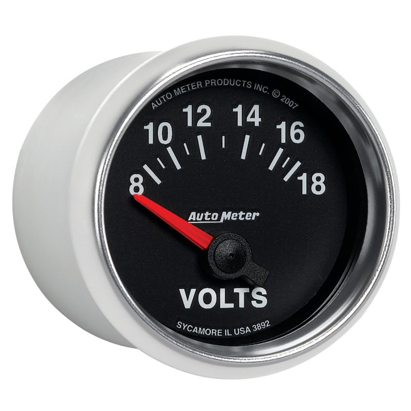 Autometer GS 52mm 8-18 Volts Short Sweep Electronic Voltmeter Gauge AutoMeter Gauges
