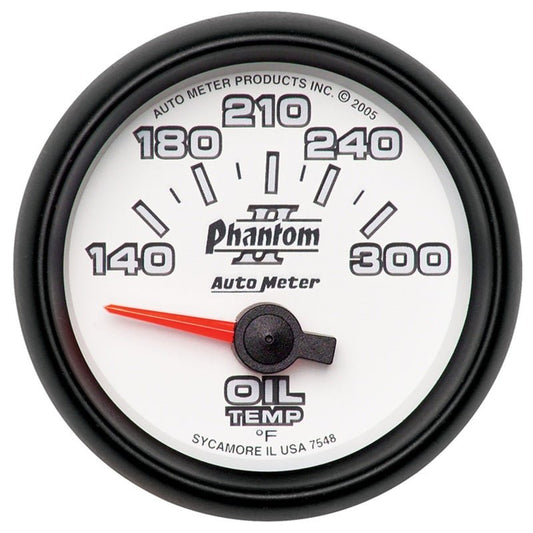 Autometer Phantom II 52mm Short Sweep Electronic 140-300 Deg F Oil Temperature Gauge AutoMeter Gauges